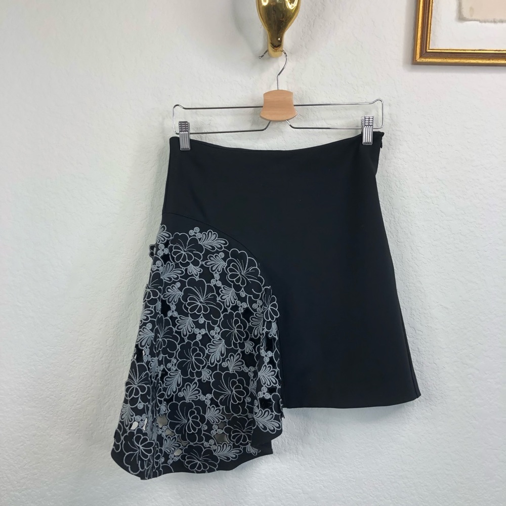 Tibi 3D Lace Embroidered Applique Asymmetrical Ski